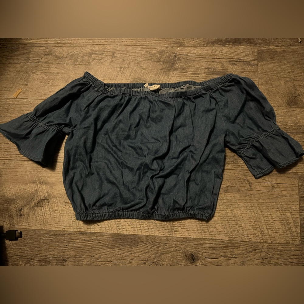 Blue denim crop top size medium